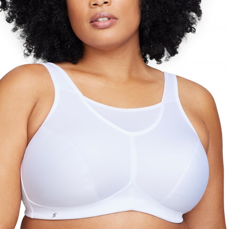 Glamorise Full Figure Plus Size No-Bounce Camisole Sports Bra Wirefree #1066 White - Image 1